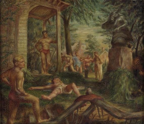 Men in a Garden by Jared French, circa 1934-1935