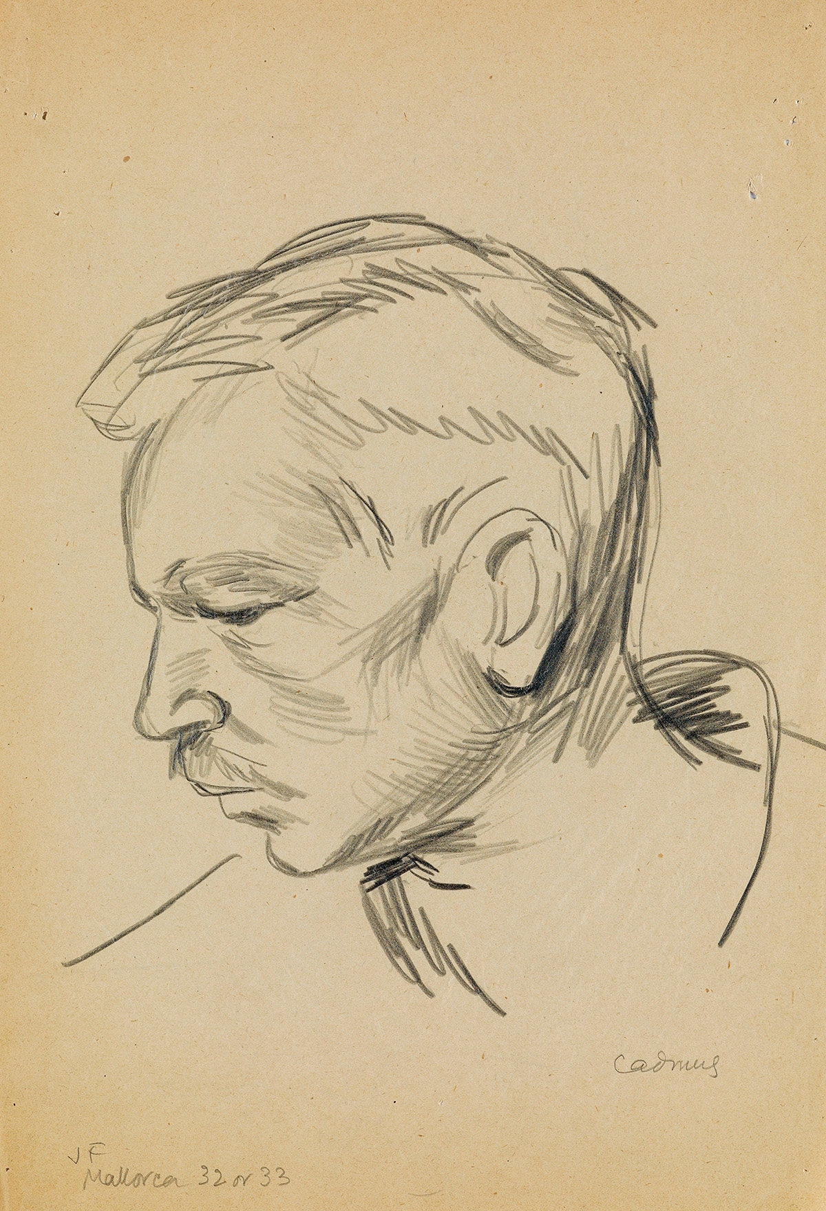 Profile Portrait of Jared French, Mallorca by Paul Cadmus, circa 1932-1933