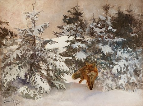 WINTER LANDSCAPE WITH FOX by Bruno Liljefors, 1921
