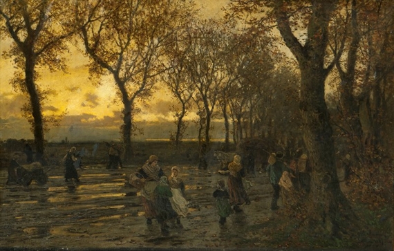 People on a country Road by Otto Sinding, 1889