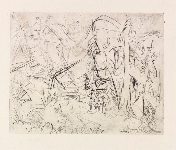 Tannen und Hütten by Ernst Ludwig Kirchner, 1918-1919