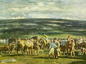 "The Saddling Paddock Cheltenham" by Sir Alfred James Munnings