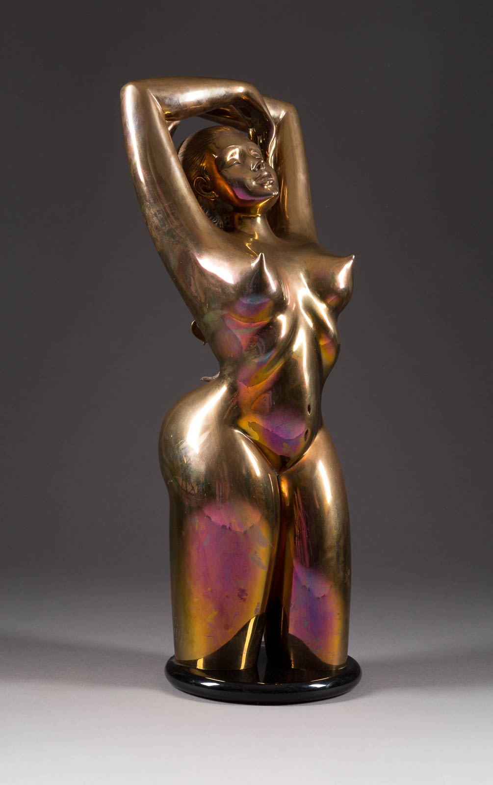 Artwork by Walter Pugni, LA VITA, Made of gilded bronze, marble base