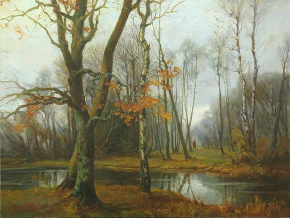 Fall Landscape with Figure by Georgii Zakharovitch Bashindzhagian, 1900