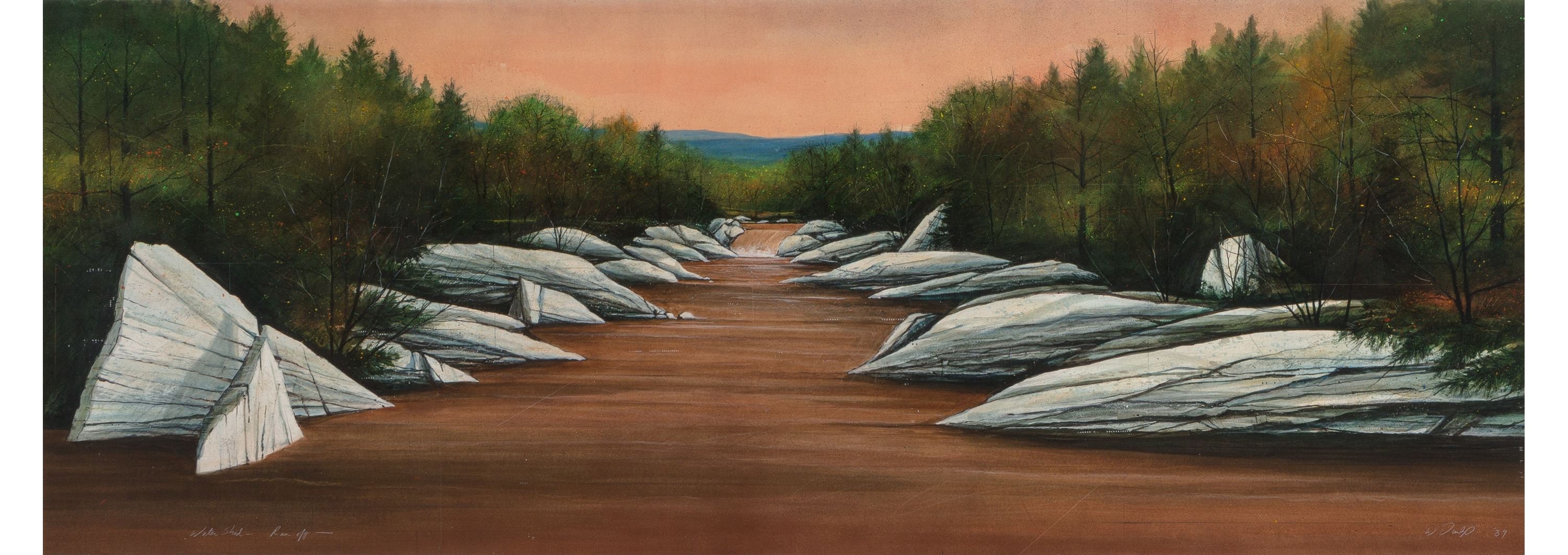 Artwork by William Dunlap, Watershed Runoff, Made of Mixed media on paper
