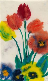 Emil Nolde | Blumen-Aquarell mit Tulpen und Narzissen (Circa 1950 ...