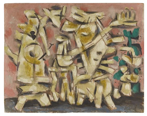 HEITERE BEWEGUNG AUF ROSA (CHEERFUL MOVEMENT IN PINK) by Willi Baumeister, 1948