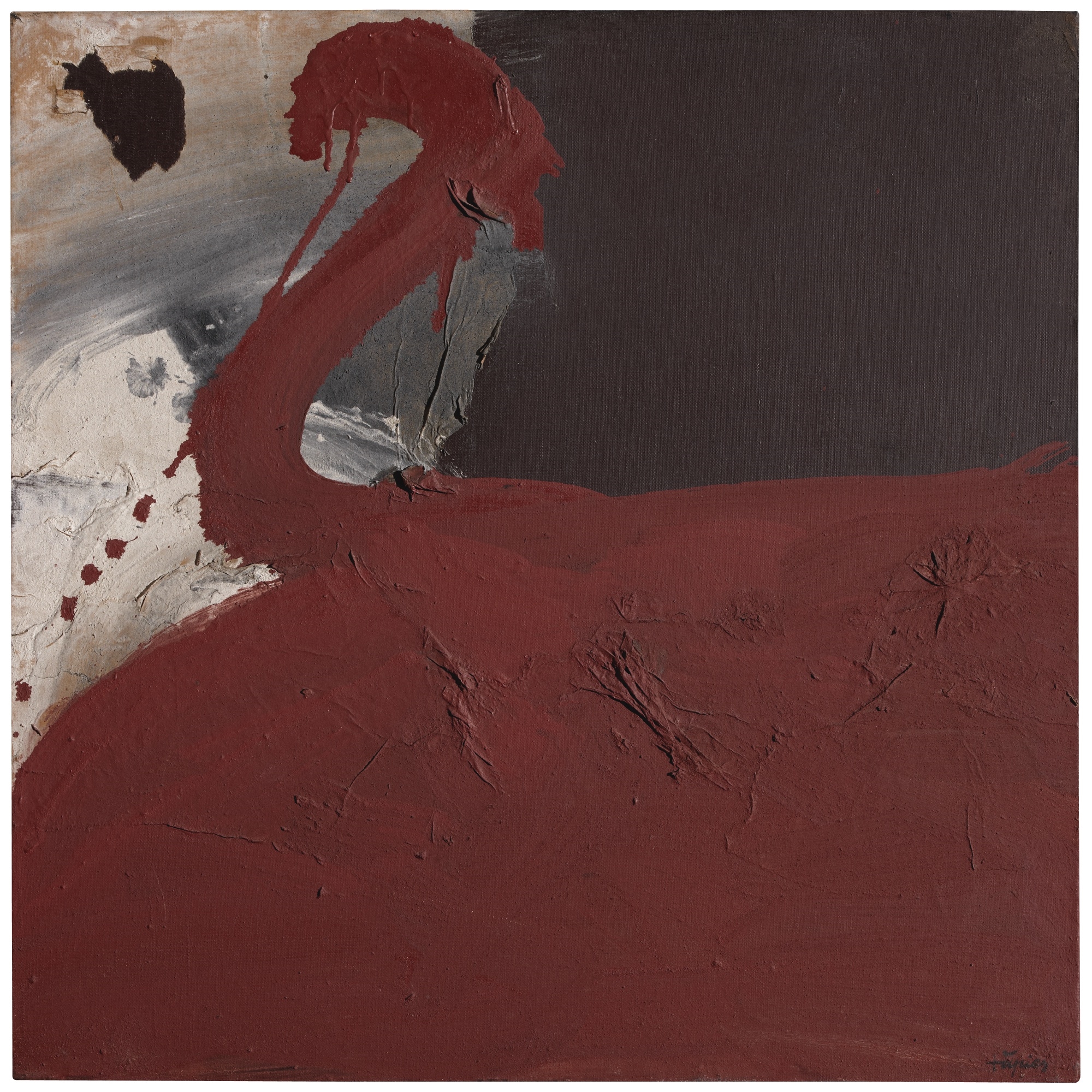 PINTURA-COLLAGE ÒXID VERMELL (RUSTY RED PAINTING-COLLAGE) by Antoni Tàpies, 1960