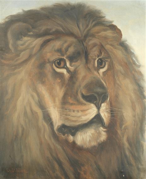 Head of a lion, thought to be Wallace "The Monster of the Jungle" by Charles Edwin M. Baldock, 1896