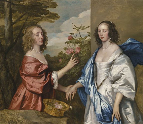The Cheeke Sisters: Essex, Countess of Manchester (d. 1658), and Anne, Lady Rich (d. c. 1655), three-quarter-length, in a landscape by Anthony van Dyck
