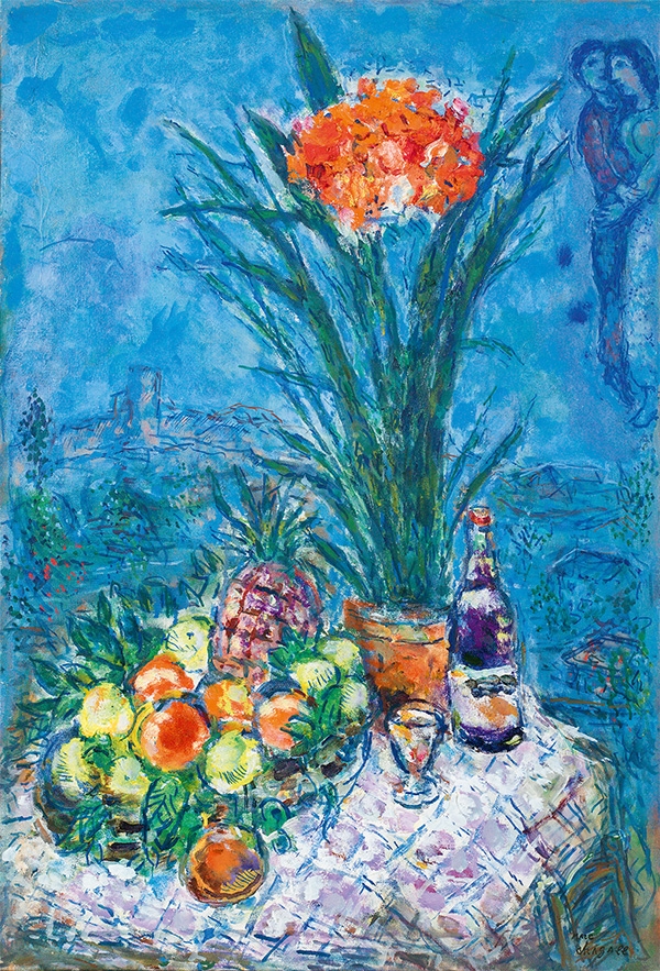 Nature morte à l'ananas et à la bouteille à Saint-Paul by Marc Chagall, 1972