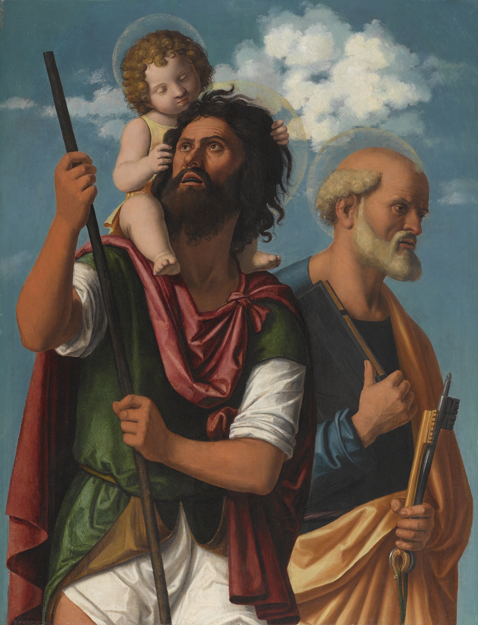 SAINT CHRISTOPHER WITH THE INFANT CHRIST AND SAINT PETER by Cima da Conegliano