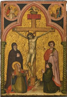 THE CRUCIFIXION WITH THE MADONNA, SAINT JOHN, MARY MAGDELENE AND A DONOR; THE ANNUNCIATION IN THE SPANDRELS ABOVE - Filarete