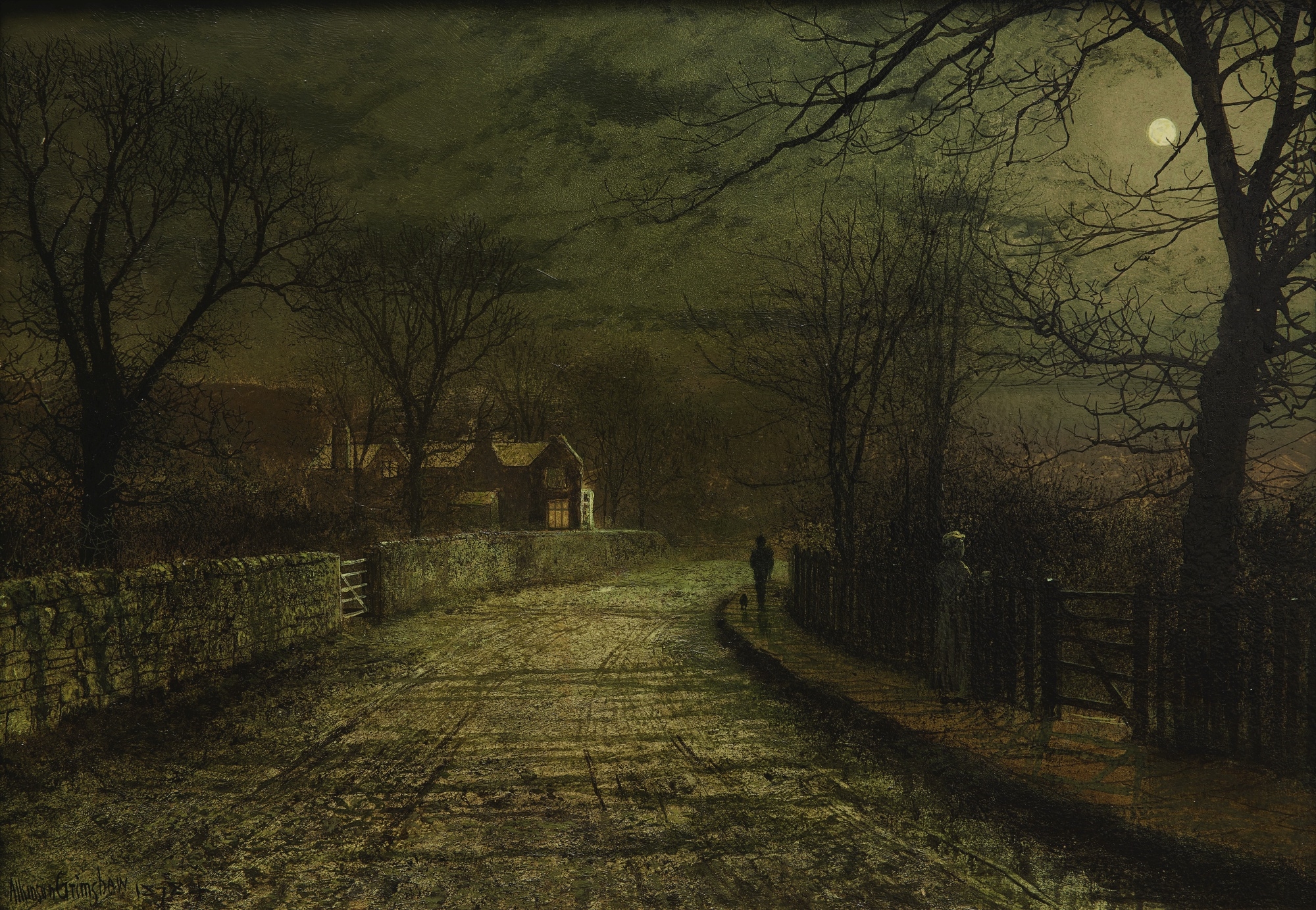 John Atkinson Grimshaw | THE MOONLIT RENDEZVOUS (1878) | MutualArt