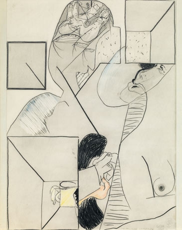 Artwork by Karl Anton Fleck, "Animalische Antennen", Made of mixed media on paper