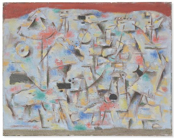 Blaue Figurenhalde (Blue Figure Jumble) by Willi Baumeister, 1947