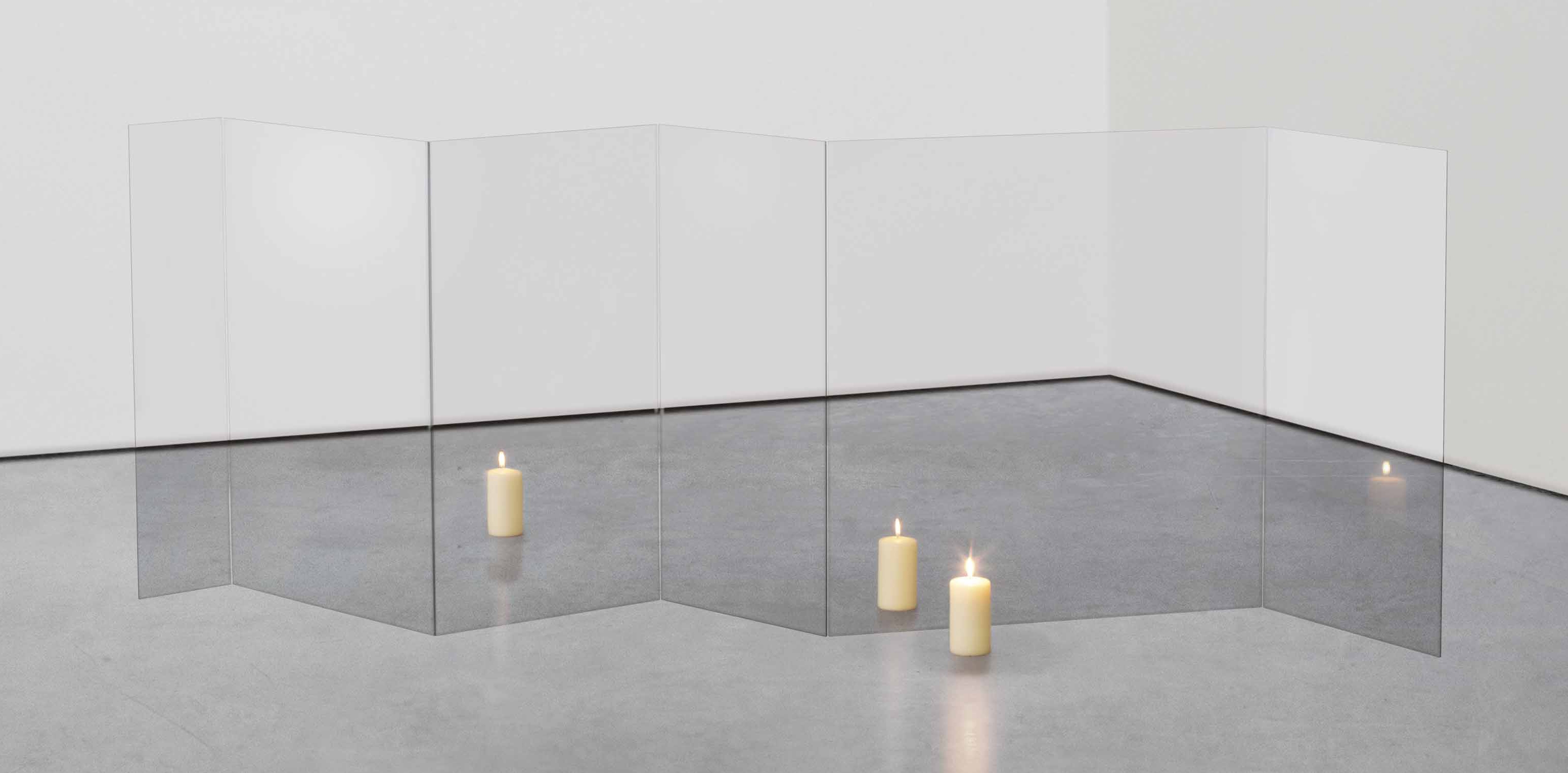 Artwork by Alicja Kwade, Teleportation (Kerzen) (Teleportation (Candles)), Made of glass and candles