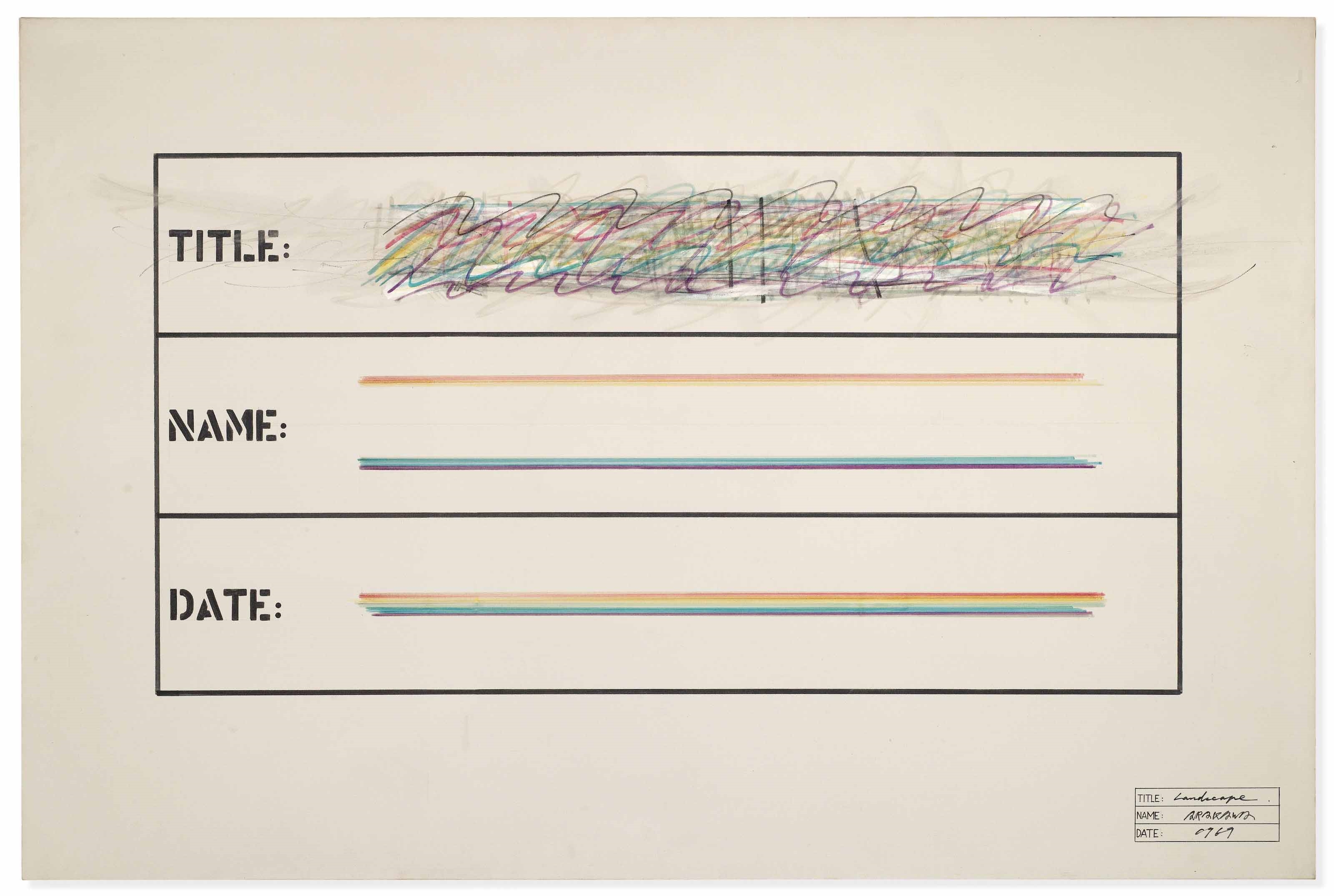 Artwork by Shusaku Arakawa, Landscape, Made of acrylic, felt tip pen and pencil on canvas