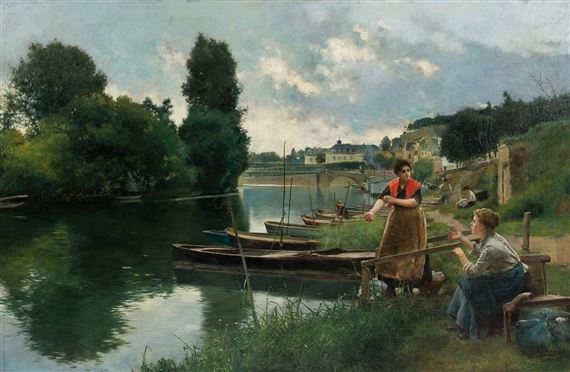 Les Blanchisseuses à Pontoise, quai du Pothuis by Luis Jiménez y Aranda