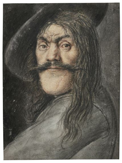 PORTRAIT OF A MOUSTACHIOED MAN WEARING A HAT by Nicolas Lagneau