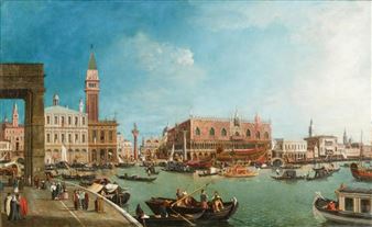 Vue du bassin de San Marco depuis la pointe de la Douane - British School, 19th Century