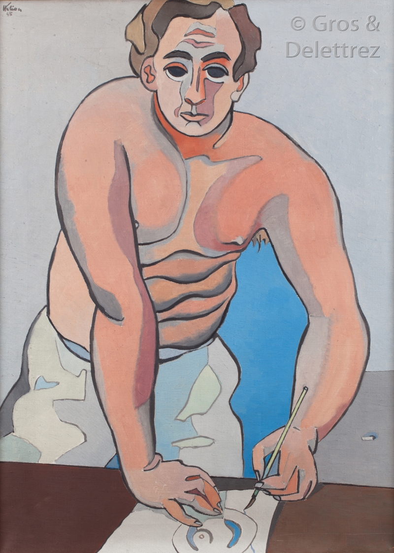 Le peintre dessinant demi-nu by Jean Hélion, 1945