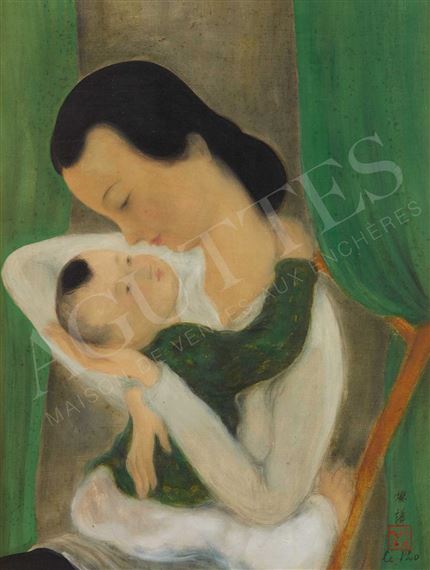 La Caresse by Lê Phổ, Circa 1940-1945