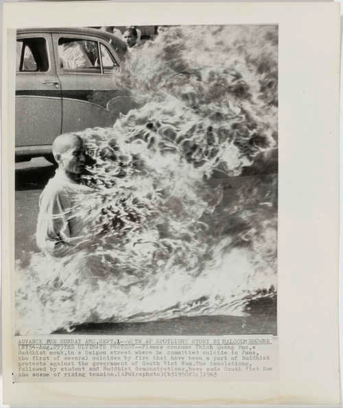 Burning monk by Malcolm Wilde Browne, 1963