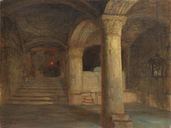 The Vault under Al-Aqsa Mosque. Temple Mount, Jerusalem by Vasiliy Dimitrevich Polenov