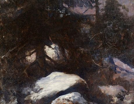 Winter night in the woods, by Bruno Liljefors