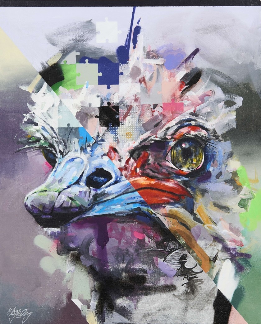 Artwork by Klaas Lageweg, The missing Link, Made of Acrylic, spray and marker on canvas
