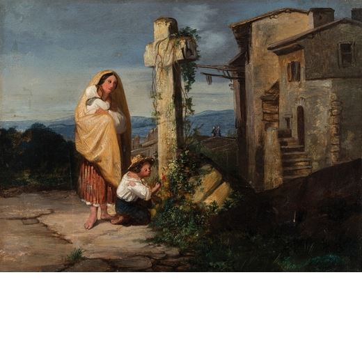 Figure in paesaggio by Roman School, 19th Century