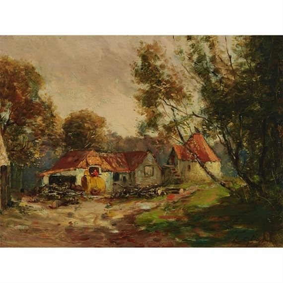 LOADING HAY IN THE FARMYARD by John Hamilton Glass