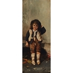 Artwork by P. Huygens, PAIR OF VIGNETTES OF CHILDREN: SEATED CHILD WITH CARROTS; STANDING CHILD WITH SPOON, Made of Oils on panel