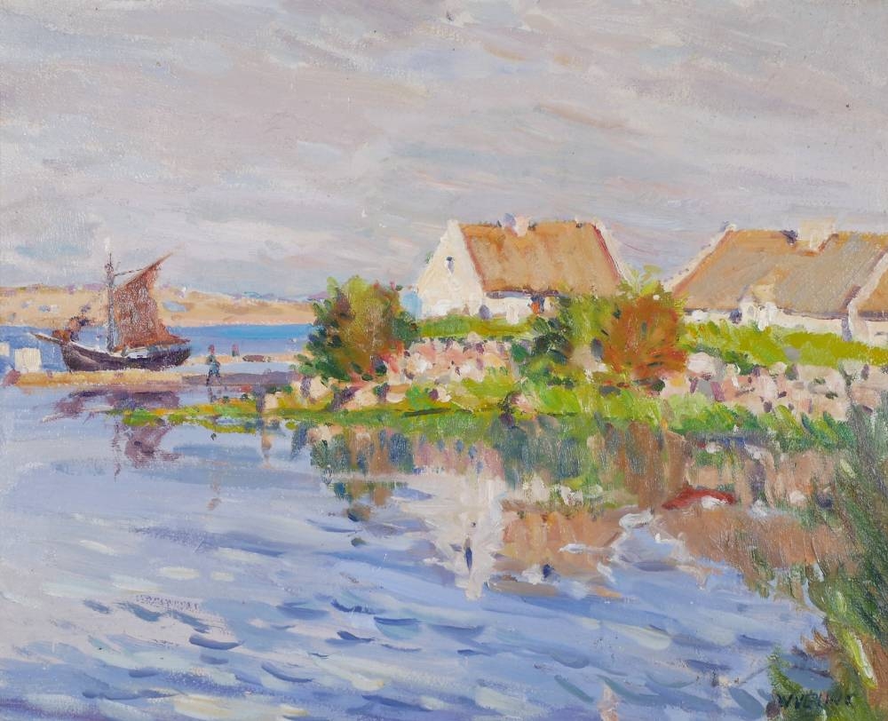 Artwork by Walter Verling, HIGH TIDE, BEALADANGAN, LETTERMORE, CONNEMARA, Made of oil on board