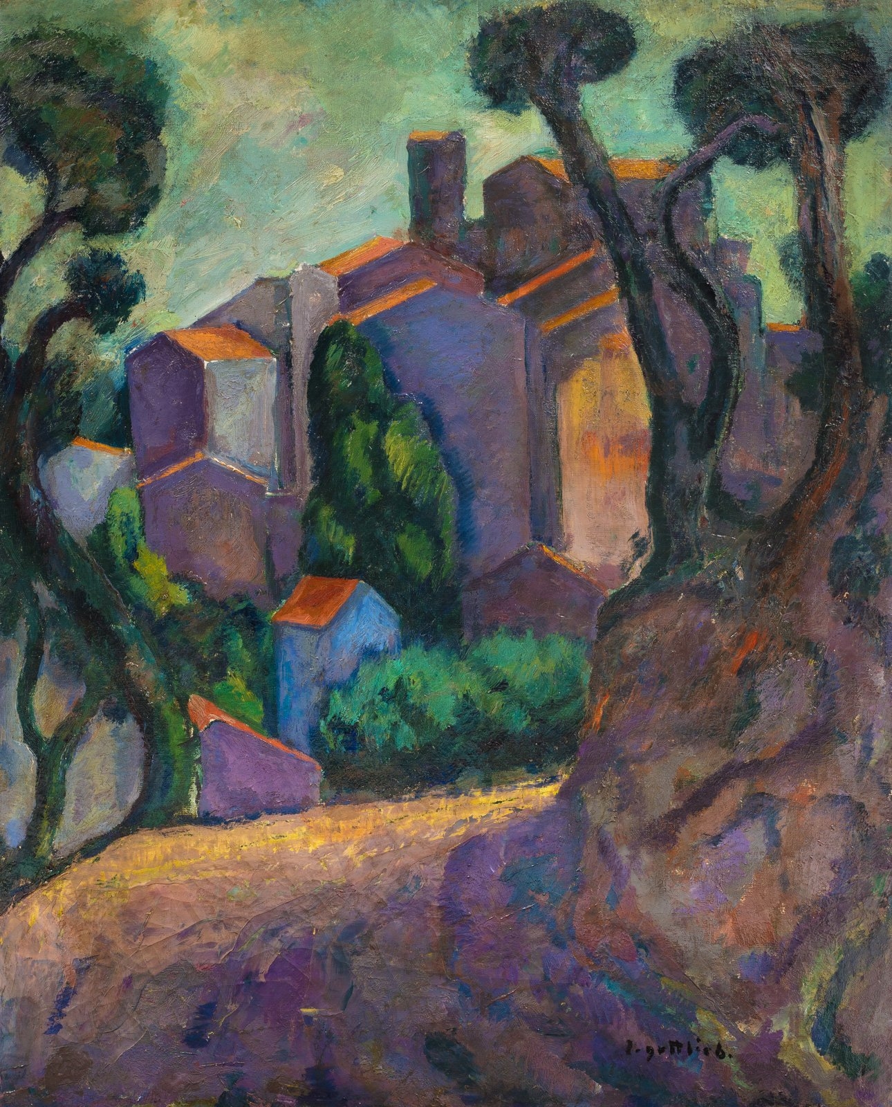 Artwork by Leopold Gottlieb, Paysage du midi, Made of Oil on canvas