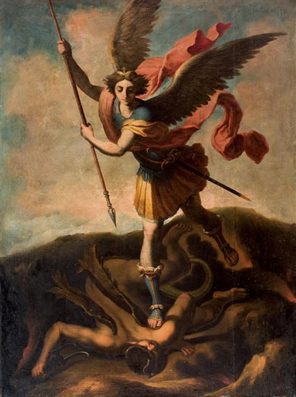 Spanish School, 18th Century | San Miguel derrotando a Satanás | MutualArt