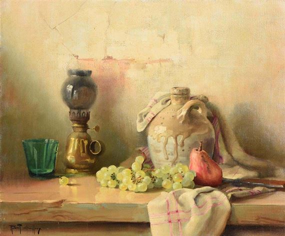 Still Life - Fruit, Lamp and Earthern Ware Jar by Robert Chailloux