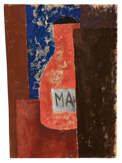 Komposition mit roter Flasche by Franz Wilhelm Seiwert, 1923