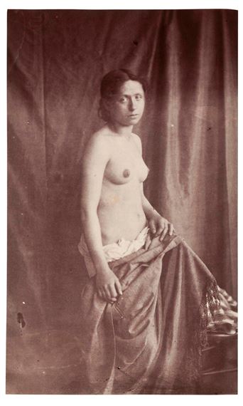 Untitled (Draped nude female model) by Eugène Durieu, 1853–1855