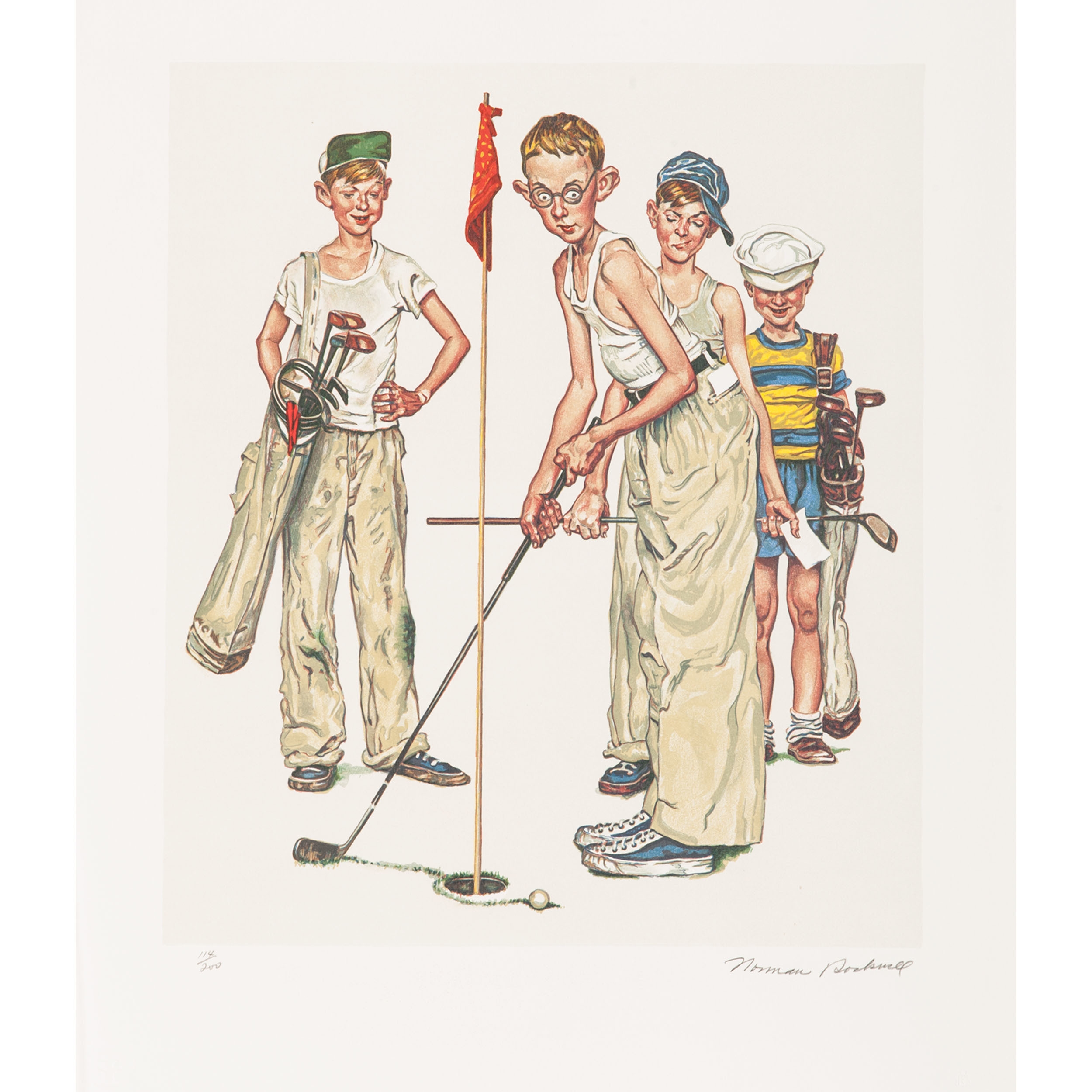Norman Rockwell | 4 works: Sports Portfolio including Football, Golf ...