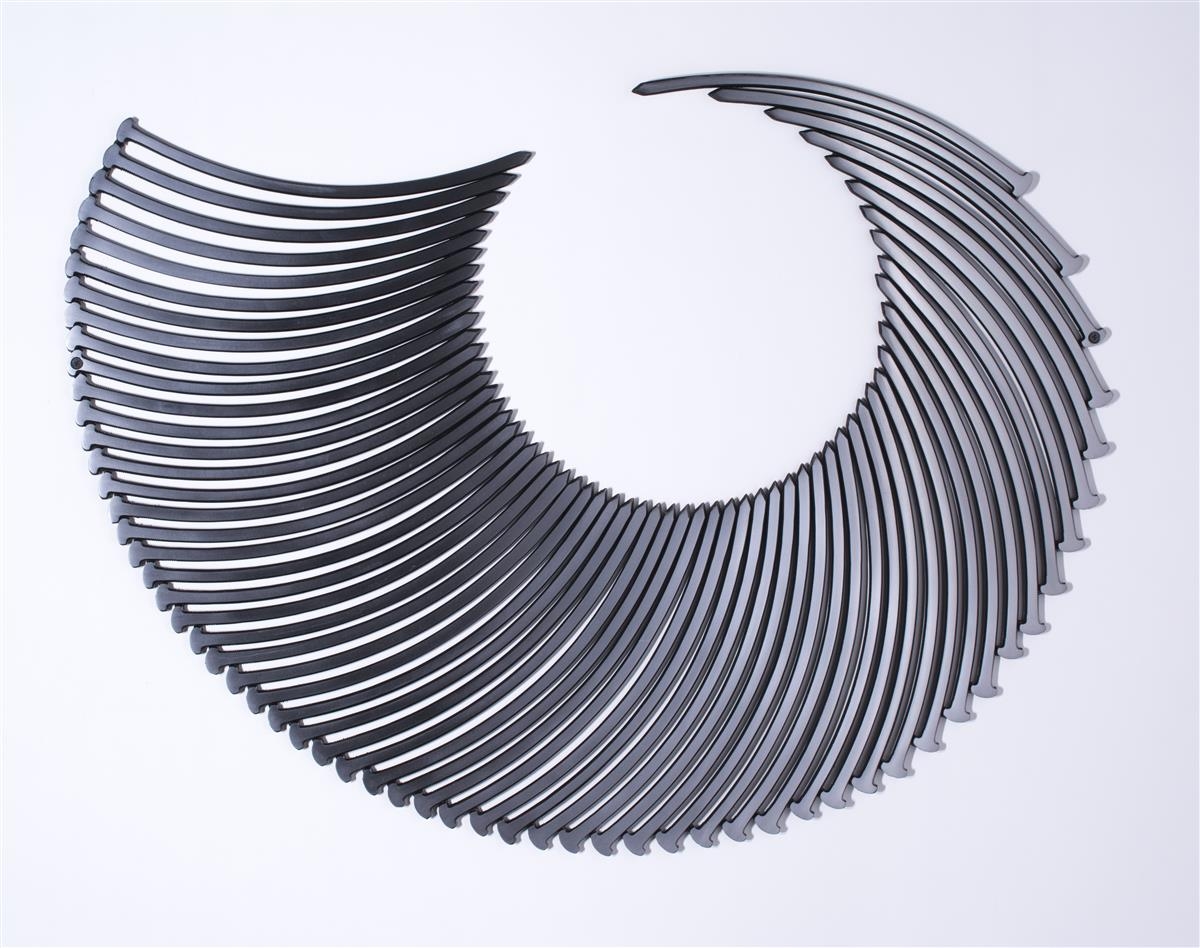 Artwork by John Bisbee, Bright Nautilus, Made of Polished steel nails