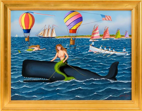 Jerome Howes | A mermaid riding a whale | MutualArt