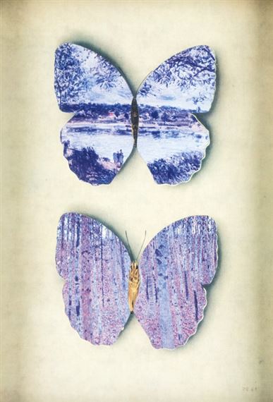 Two butterflies by Jiří Kolář, 1968