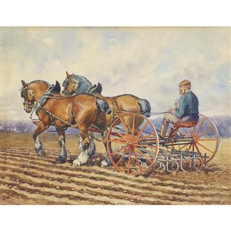 Ploughing Scene - Arthur H. Hider