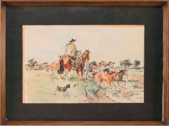 Enrique Castells Capurro | Rounding up the horses | MutualArt