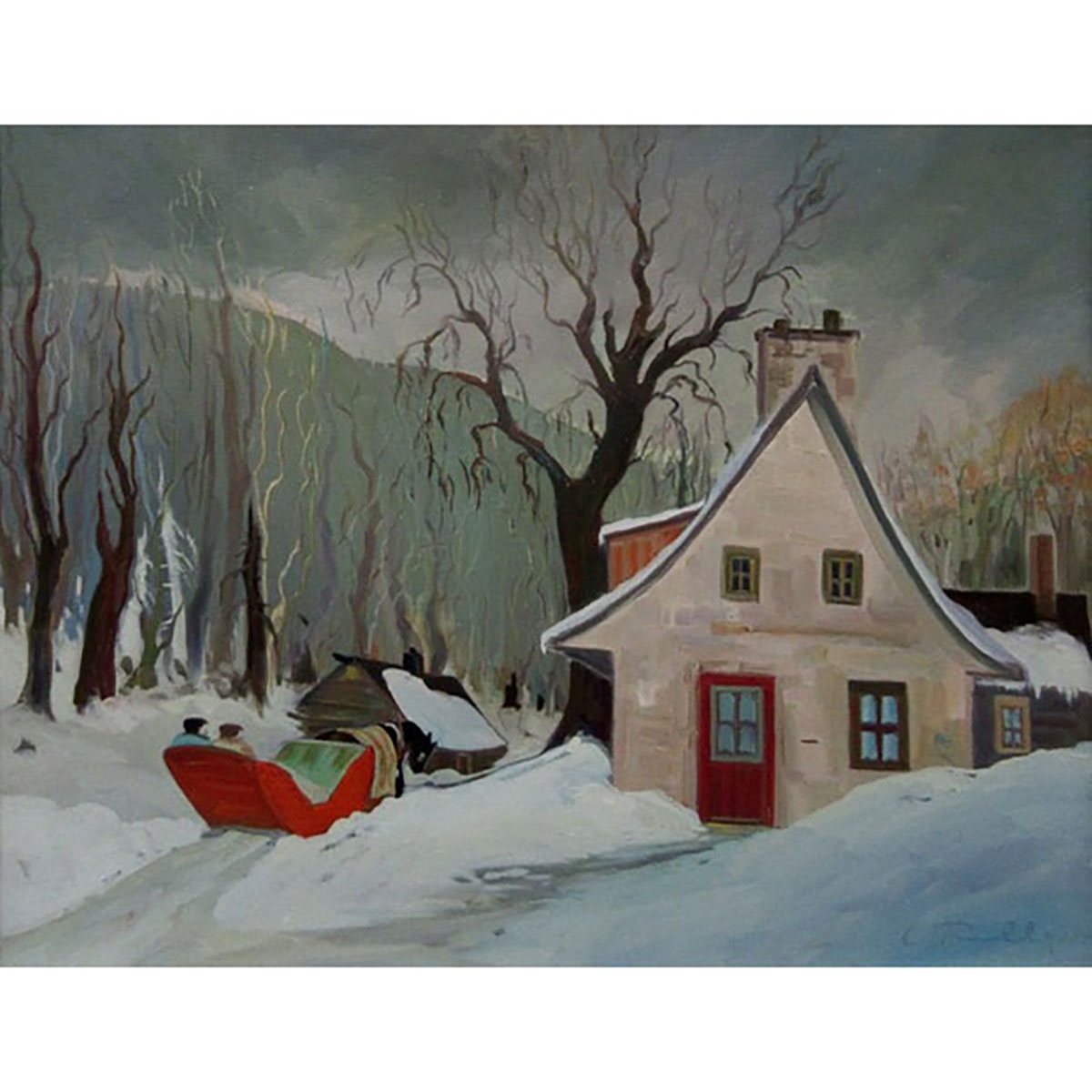 Artwork by Louis Tremblay, MAISON SUR LA COTE DE BEAUPRE, Made of oil on canvas