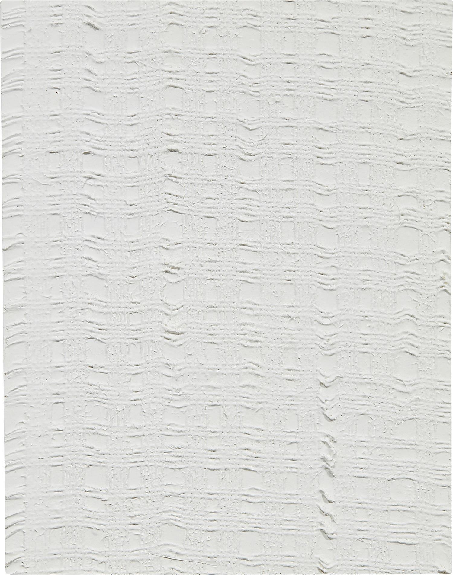 Artwork by Michelle Grabner, Untitled, Made of burlap and gesso on wood panel