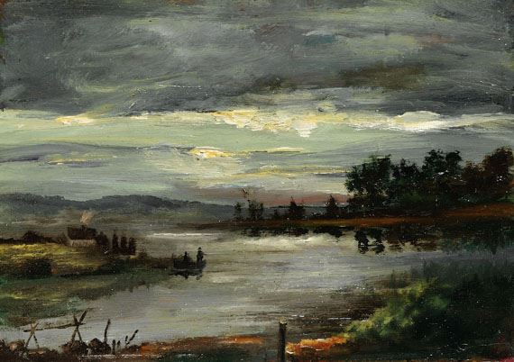 Flusslandschaft im Mondschein by Gustav von Bechtolsheim, 1870