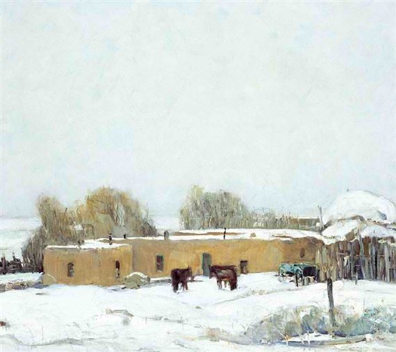 Taos Pueblo - 1927 by Oscar E. Berninghaus, 1927